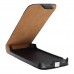 iPhone 3G 3GS - Genuine Leather Up Down Flip Protective Phone Cover Case - Black